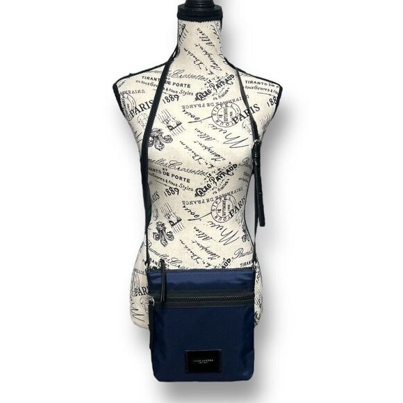 Marc Jacobs Blue Nylon Leather-Trimmed Crossbody Bag Adjustable Strap Pockets - Picture 2 of 15